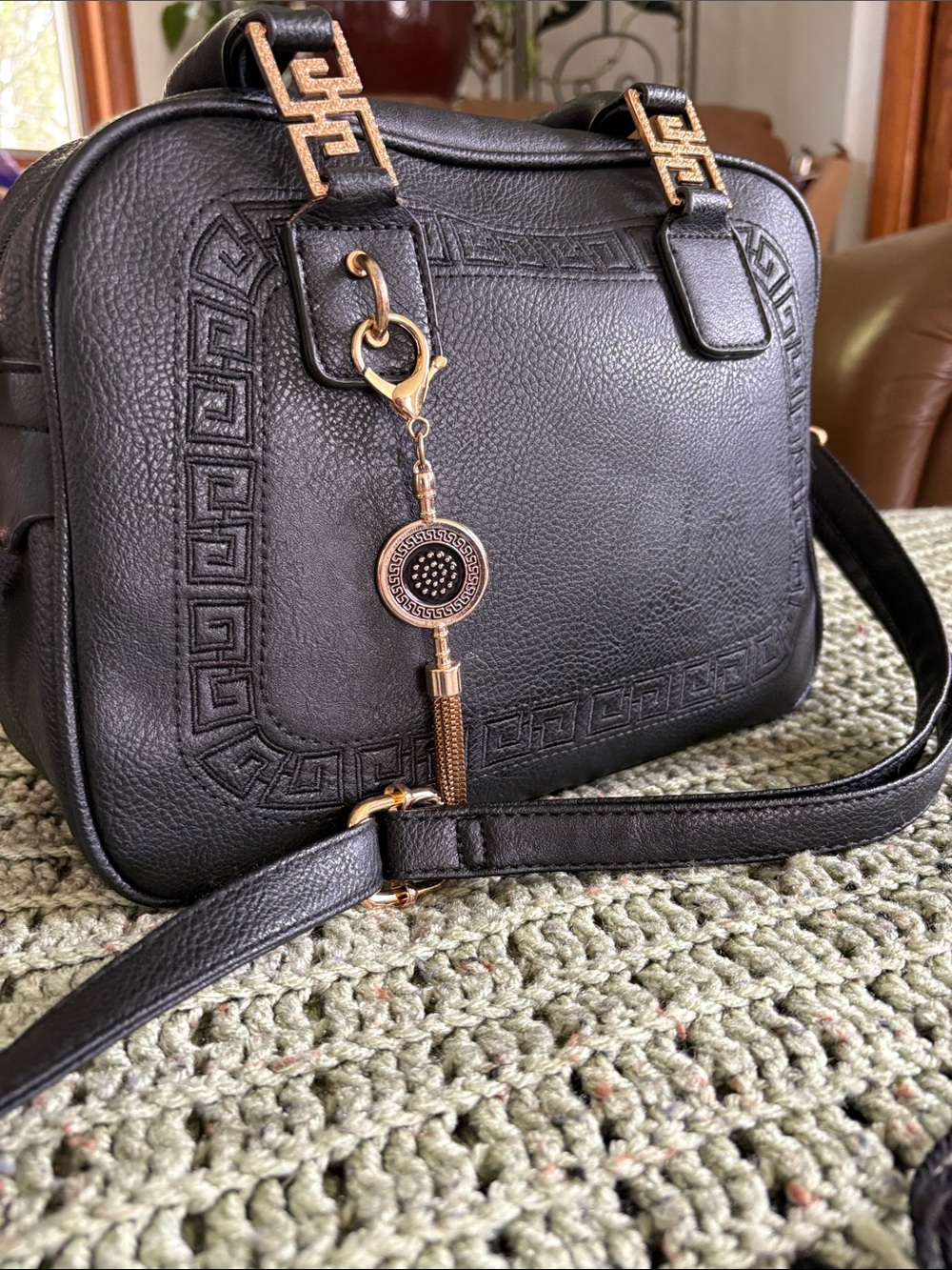 Montana West Black Crossbody Bag with Gold Accents